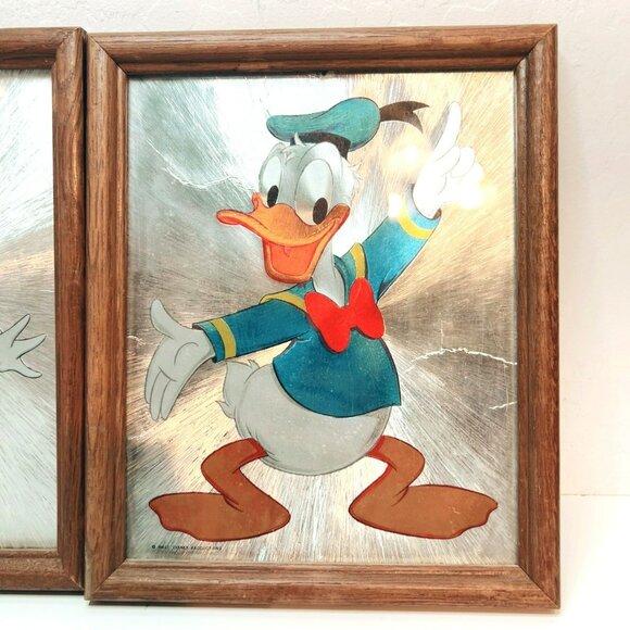 Walt Disney Productions Donald Duck & Daisy Dufex Foil Framed Print Set 1984 Vtg - Picture 3 of 4